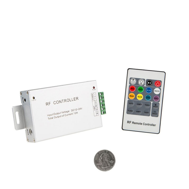 RGB LED Controller with RF Remote - Dynamic Color-Changing Modes - 4 Amps/Channel - RGB Controller with RF Remote