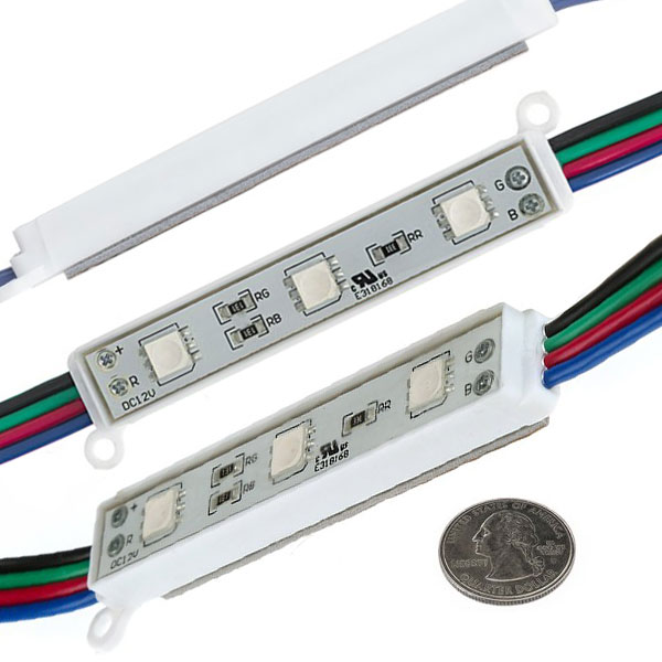 RGB LED Modules - Linear Modules with 3 SMD LEDs - 22 Lumens/Module - 20-Pack / 50-Pack / 100-Pack